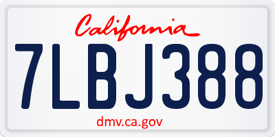 CA license plate 7LBJ388