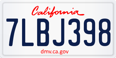 CA license plate 7LBJ398