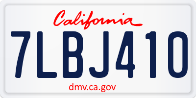 CA license plate 7LBJ410