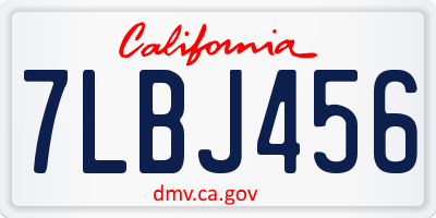 CA license plate 7LBJ456