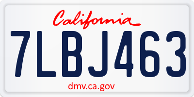 CA license plate 7LBJ463