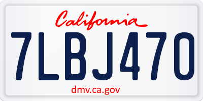 CA license plate 7LBJ470