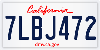 CA license plate 7LBJ472