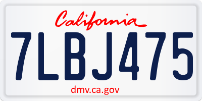 CA license plate 7LBJ475