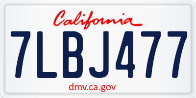 CA license plate 7LBJ477
