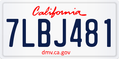 CA license plate 7LBJ481