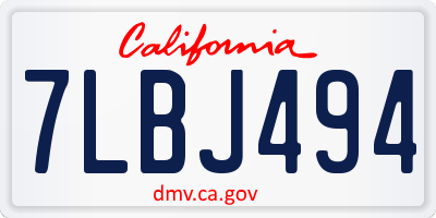 CA license plate 7LBJ494