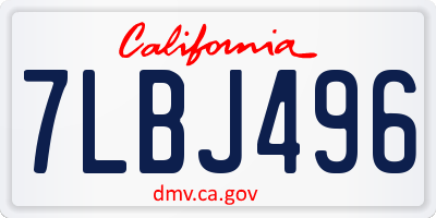 CA license plate 7LBJ496
