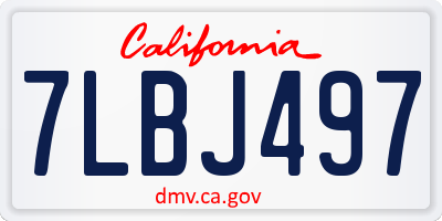 CA license plate 7LBJ497