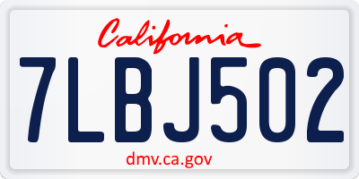 CA license plate 7LBJ502