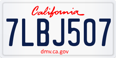 CA license plate 7LBJ507