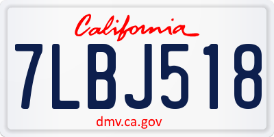 CA license plate 7LBJ518
