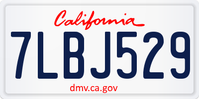 CA license plate 7LBJ529