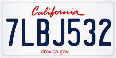 CA license plate 7LBJ532