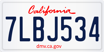 CA license plate 7LBJ534