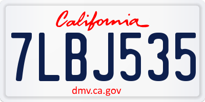 CA license plate 7LBJ535