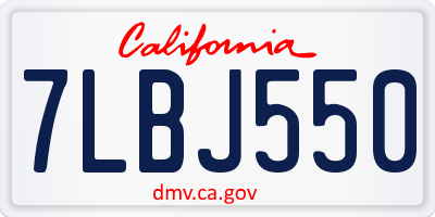 CA license plate 7LBJ550