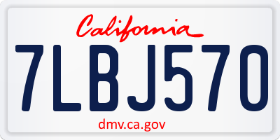 CA license plate 7LBJ570