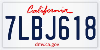 CA license plate 7LBJ618