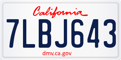 CA license plate 7LBJ643