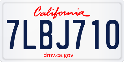 CA license plate 7LBJ710