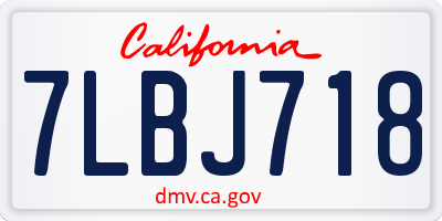 CA license plate 7LBJ718