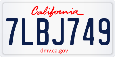 CA license plate 7LBJ749