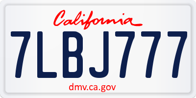 CA license plate 7LBJ777