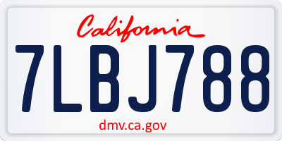 CA license plate 7LBJ788