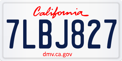 CA license plate 7LBJ827