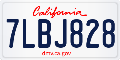 CA license plate 7LBJ828