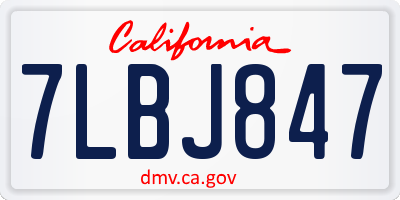 CA license plate 7LBJ847