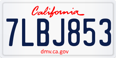 CA license plate 7LBJ853