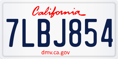 CA license plate 7LBJ854