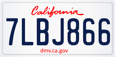 CA license plate 7LBJ866