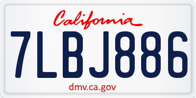 CA license plate 7LBJ886