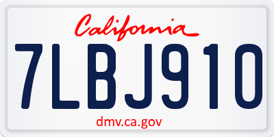 CA license plate 7LBJ910