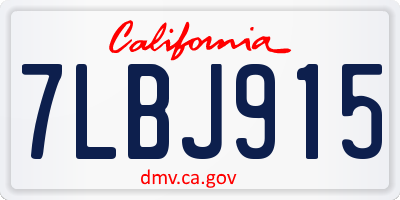 CA license plate 7LBJ915