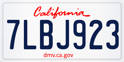 CA license plate 7LBJ923