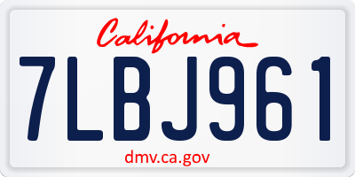 CA license plate 7LBJ961