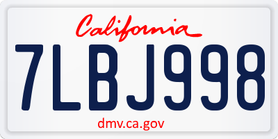 CA license plate 7LBJ998