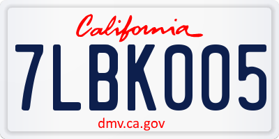 CA license plate 7LBK005
