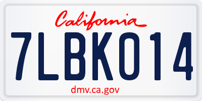 CA license plate 7LBK014