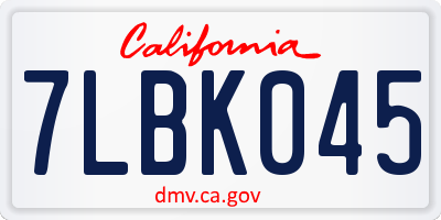 CA license plate 7LBK045