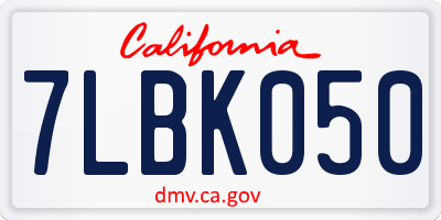 CA license plate 7LBK050