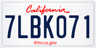CA license plate 7LBK071