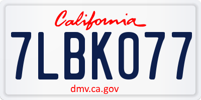 CA license plate 7LBK077
