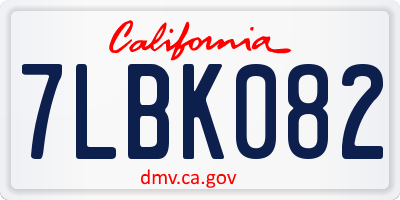 CA license plate 7LBK082