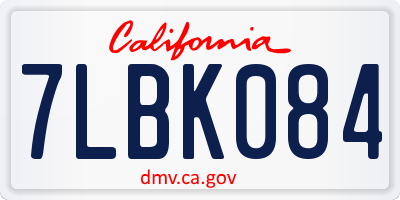 CA license plate 7LBK084