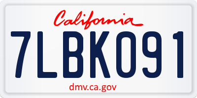 CA license plate 7LBK091